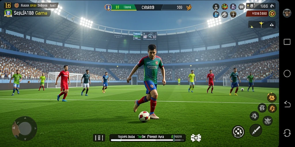Tangkapan layar gameplay CORLA188 menunjukkan aksi sepak bola yang mendebarkan.