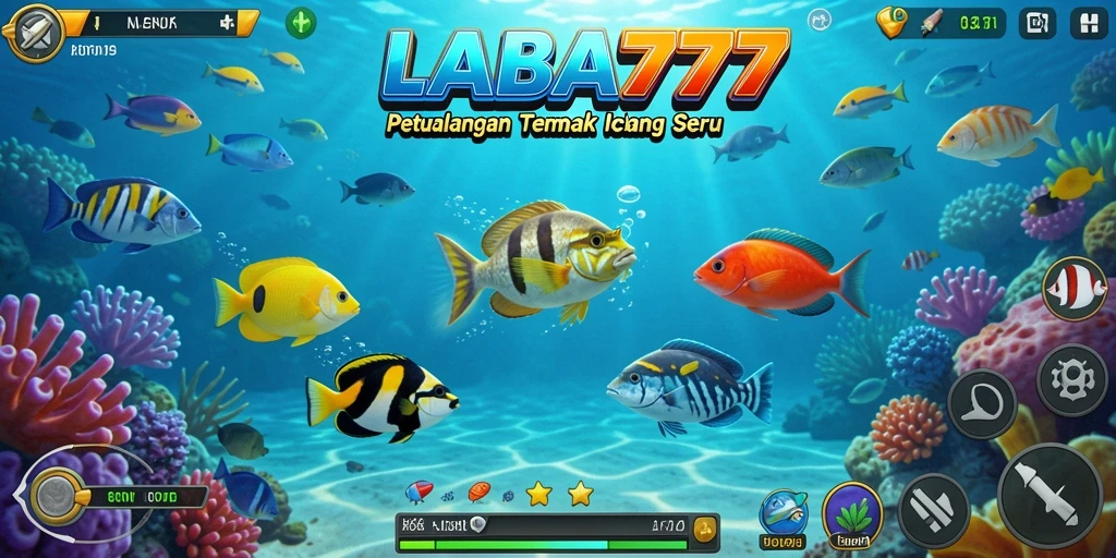 Screenshot LABA777 menunjukkan aksi seru saat menembak ikan.