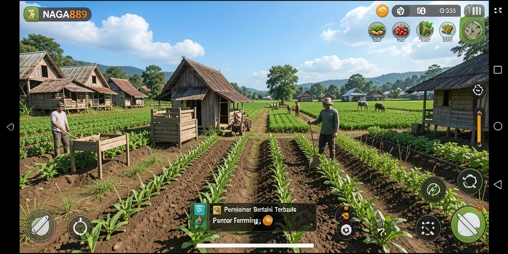Tangkapan layar utama NAGA889 menunjukkan gameplay seru bertani.