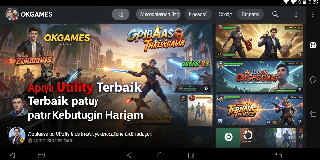Screenshot OKGAMES menampilkan antarmuka pengguna yang intuitif dan berbagai alat bermanfaat.