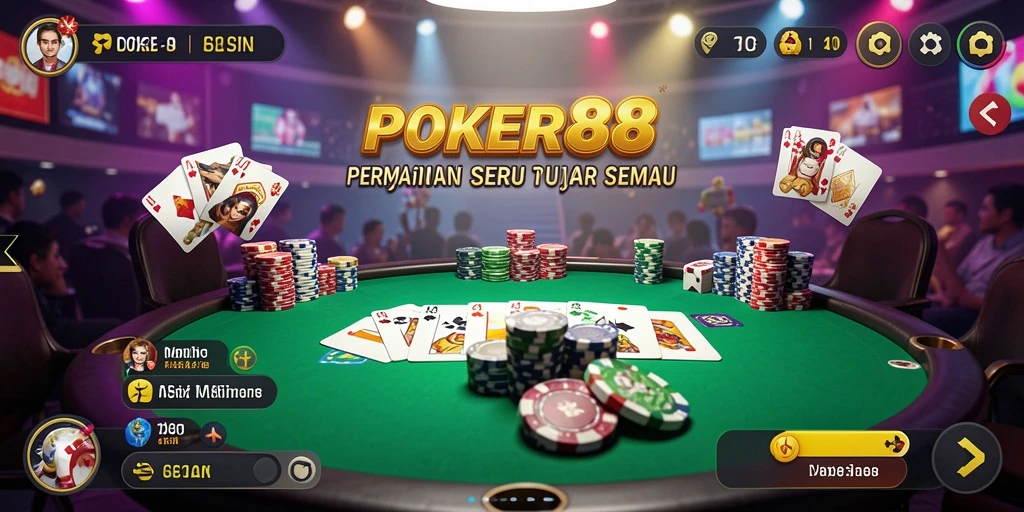 Screenshot POKER88 menampilkan gameplay seru dengan musik yang enerjik.