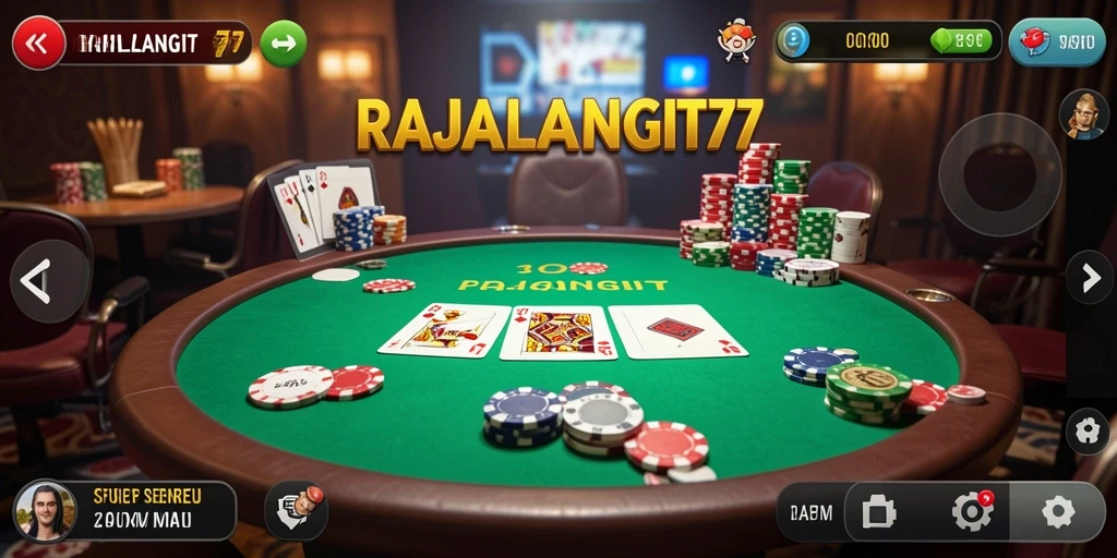 Tampilan gameplay seru dari RAJALANGIT77 yang menunjukkan aksi poker nyata.